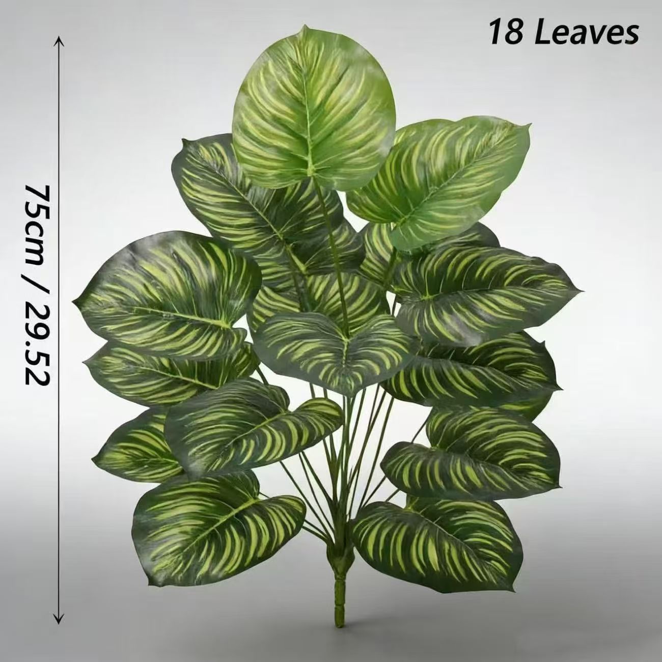 Artificial green plant-18-leaf pothos with stripes