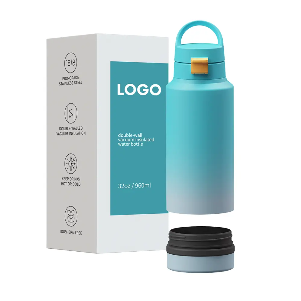 Nuova collezione di design 32 oz 2-in-1 doppia parete in acciaio inox bottiglia di acqua isolante potabile con custodia