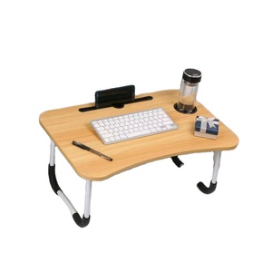Escritorio de computadora Shaohua con portavasos, soporte para tableta, mesa plegable portátil para computadora portátil, no ocupa espacio y es fácil de almacenar