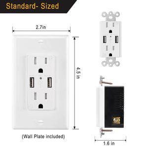 110V 15A美国标准电源插座双4.2A USB充电端口，带发光二极管指示灯 - Product Image 2