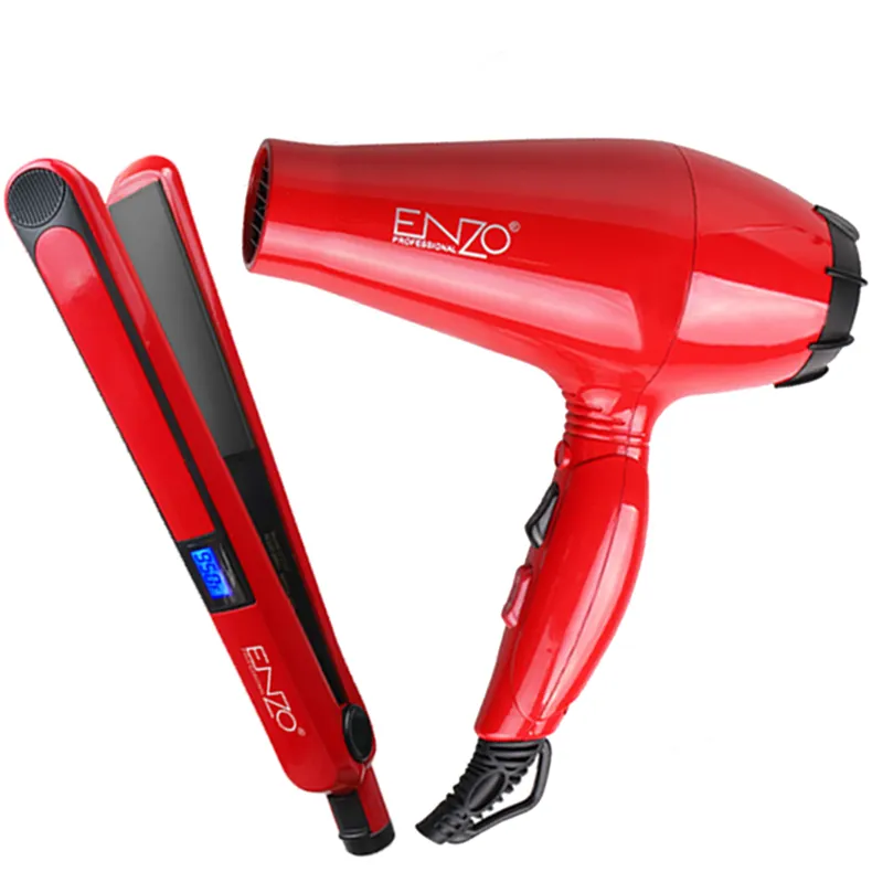 ENZO EN-3844 donne Professional One Step Hair Styler Salon asciugacapelli e piastra per capelli Hotel usa Design Flat Iron Set per la cura dei capelli