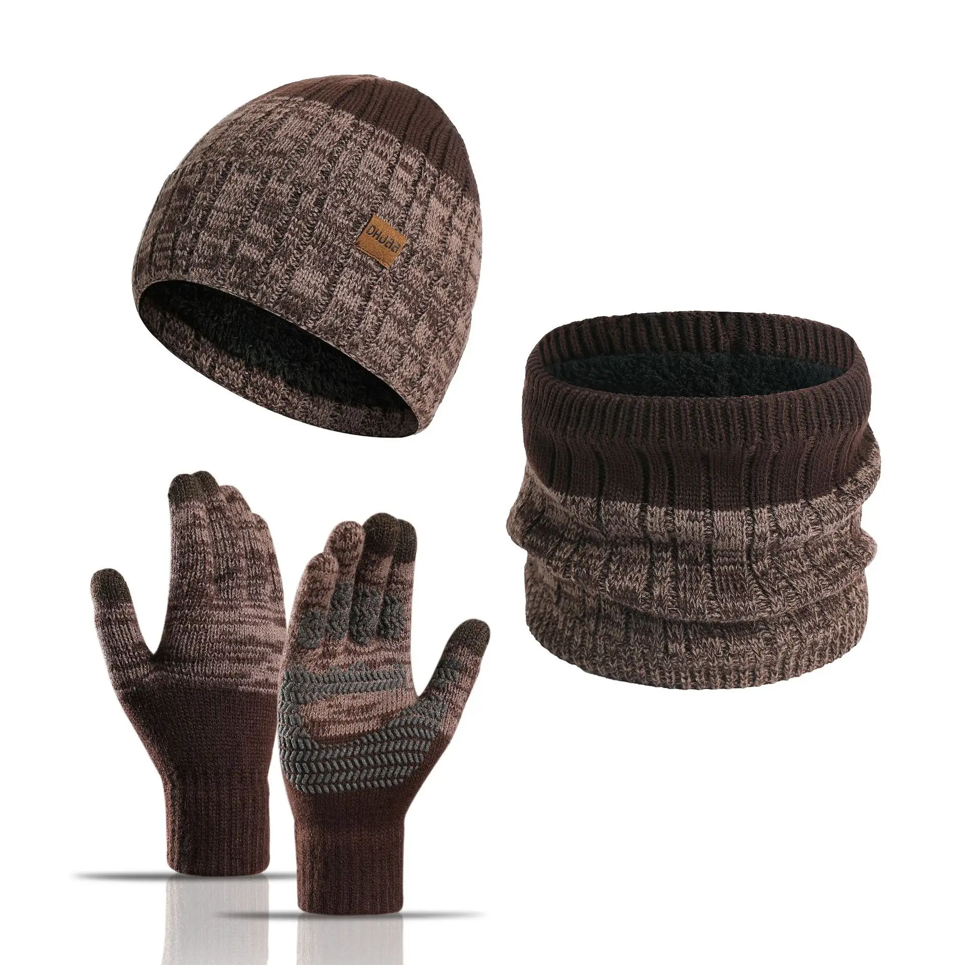 Landfond accessorio inverno Outdoor uomo e donna caldo lana spessa peluche cappello sciarpa guanti set