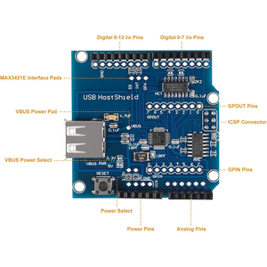 Arduino MEGA 2560 1280 için uyumlu USB Host Shield için destek Google Android ADK & USB HUB fonksiyonu