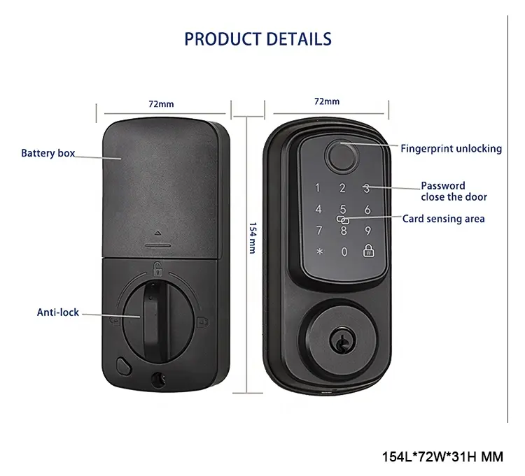 Digitaal Elektronisch Deurslot Smart Deadbolt Lock Us Latch Bouten Slim Toetsenbord Deurslot Met Handgreep