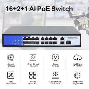 16 Port Gigabit Metal Network Switch 48V 19 Ports 16 PoE 2 up Link 1 SFP Reverse POE Nicht verwalteter Fibre Switch Managed Type - Product Image 3