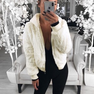 Toptan yeni bayanlar artı boyutu <span class=keywords><strong>3XL</strong></span> ceket Casual kadin kapşonlu tavşan kürk Faux kürk peluş ceket kadınlar aşağı sıcak ceket