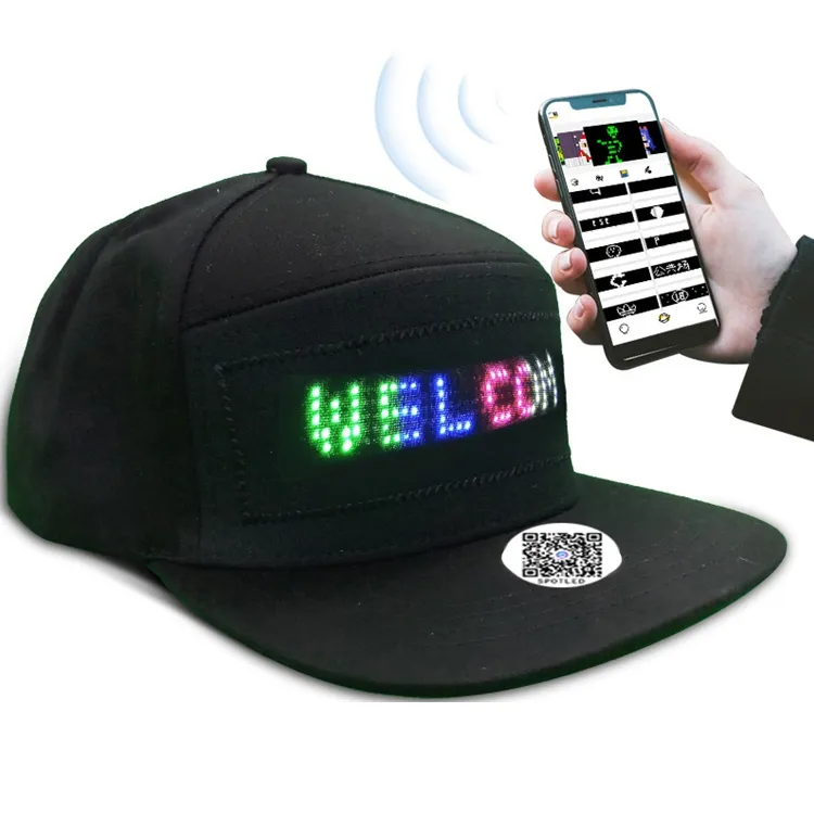 Iledshow – casquette lumineuse de noël à LED, affichage de Message numérique, chapeau de sport lumineux, Rechargeable par USB, Programmable
