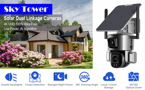 8MP 4G wifi Sistema de Segurança 4k Full Hd <span class=keywords><strong>Ip</strong></span> Ptz Sem Fio 4g lte Vigilância Y5 Dual Lens Câmera Solar