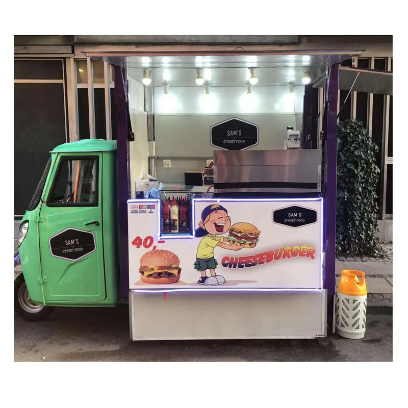 Camion de nourriture à 3 roues Piaggio Ape Tuk Tuk pour la vente de café et de crème glacée