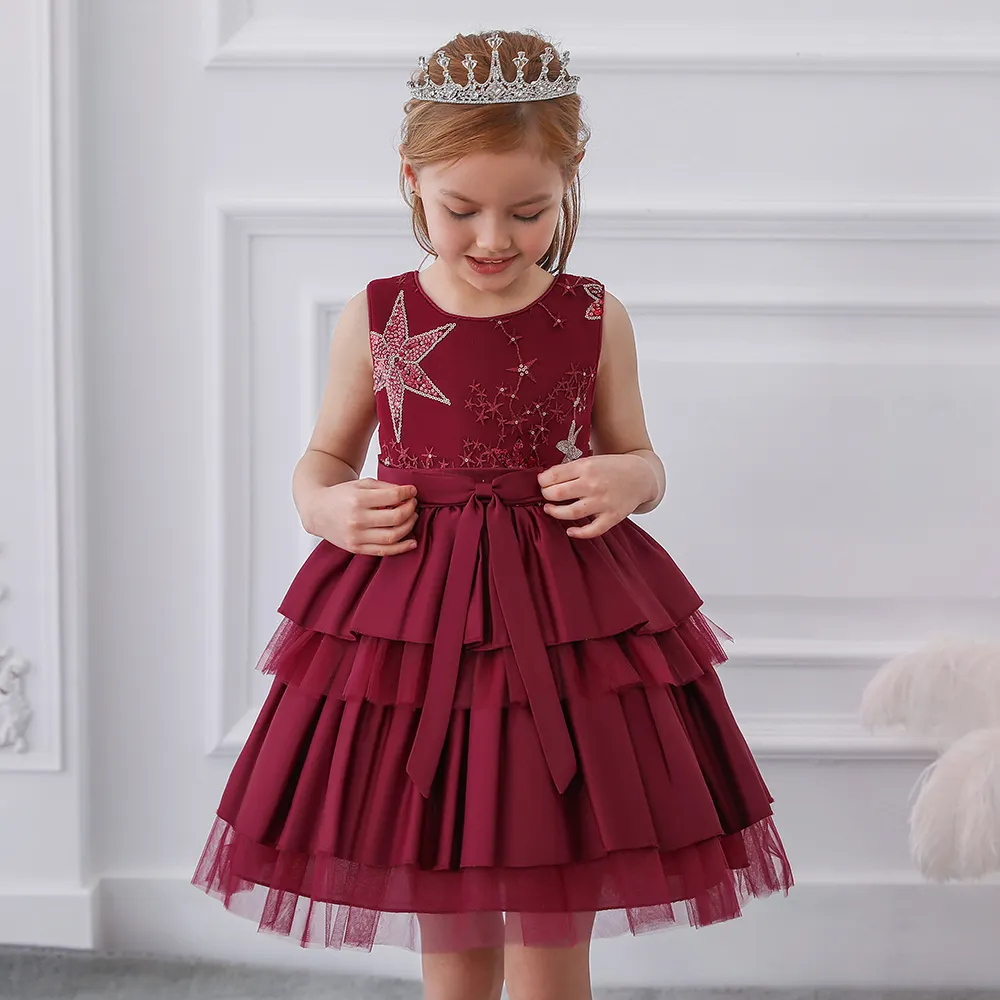 Neueste Design Geburtstag Kinder Kinder Kleider Pailletten Blumen Mädchen Party Tutu Kleid L5158