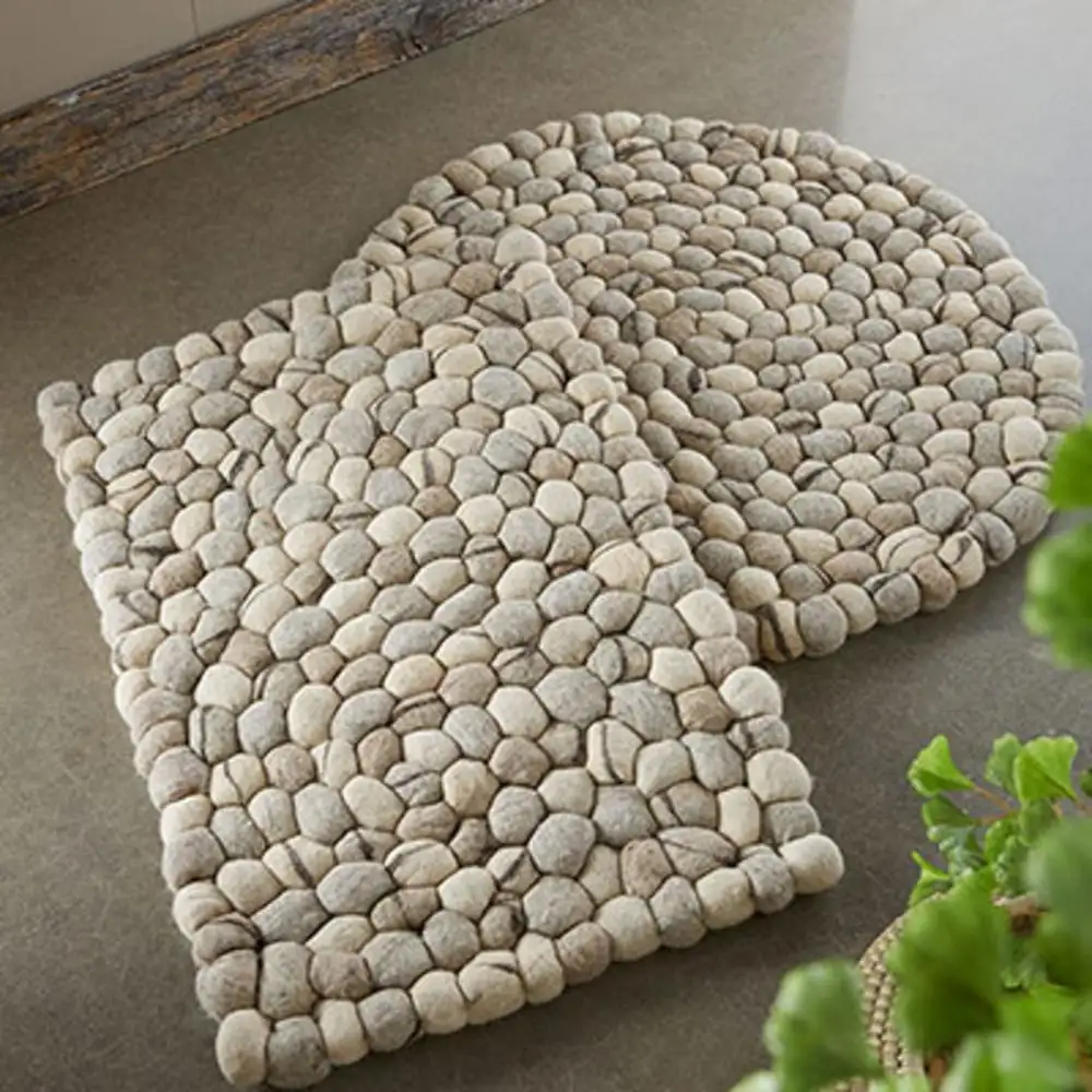 Alfombras de bolas de fieltro de lana hechas a mano de alta calidad, alfombra de piedra de fieltro