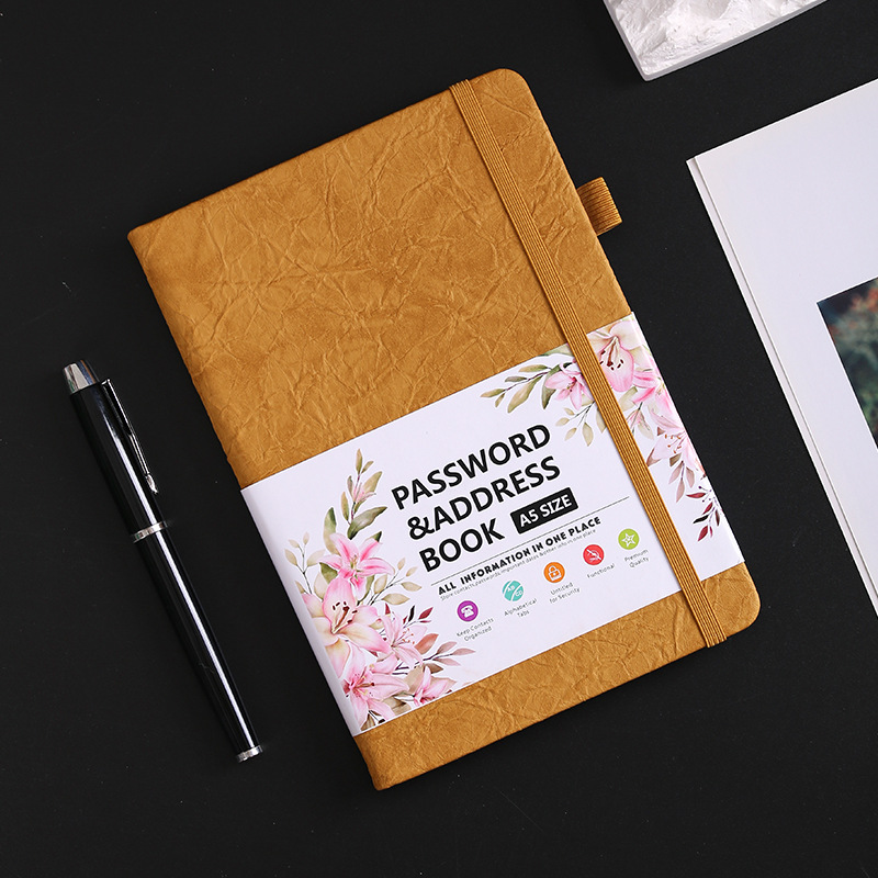 Small a5 english password book yellow