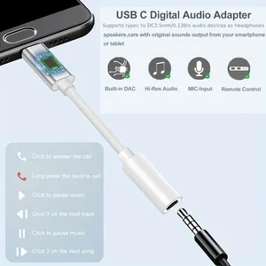 Type C to <strong>3</strong>.5mm Aux <strong>Adapter</strong> <strong>3</strong> <strong>5</strong> Jack <strong>Audio</strong> Cable for Huawei Xiaomi Redmi POCO Sumsang LG <strong>3</strong>.5MM to 8Pin Aux Adputer for iPhone - Product Image 5