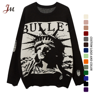 Prendas de punto personalizadas Nueva York <span class=keywords><strong>Ny</strong></span> Estatua DE LA LIBERTAD Jacquard Jersey de punto desgastado Suéter Hombres