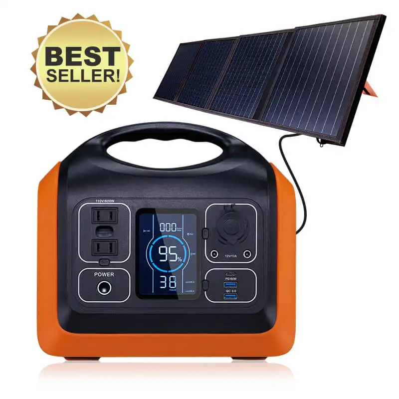 Fornitura di energia 600w campeggio outdoor lifepo4 battery bank kit centrale elettrica portatile generatore solare da 500w con set completo di pannelli