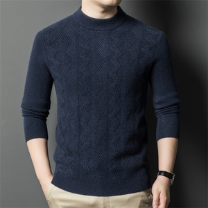 เสื้อคอเต่าผ้าหนา9เข็มสำหรับผู้ชายผ้า100% แจ็คการ์ดแบบสวมหัวถักให้ความอบอุ่นในฤดูใบไม้ร่วงและฤดูหนาว - Product Image 6