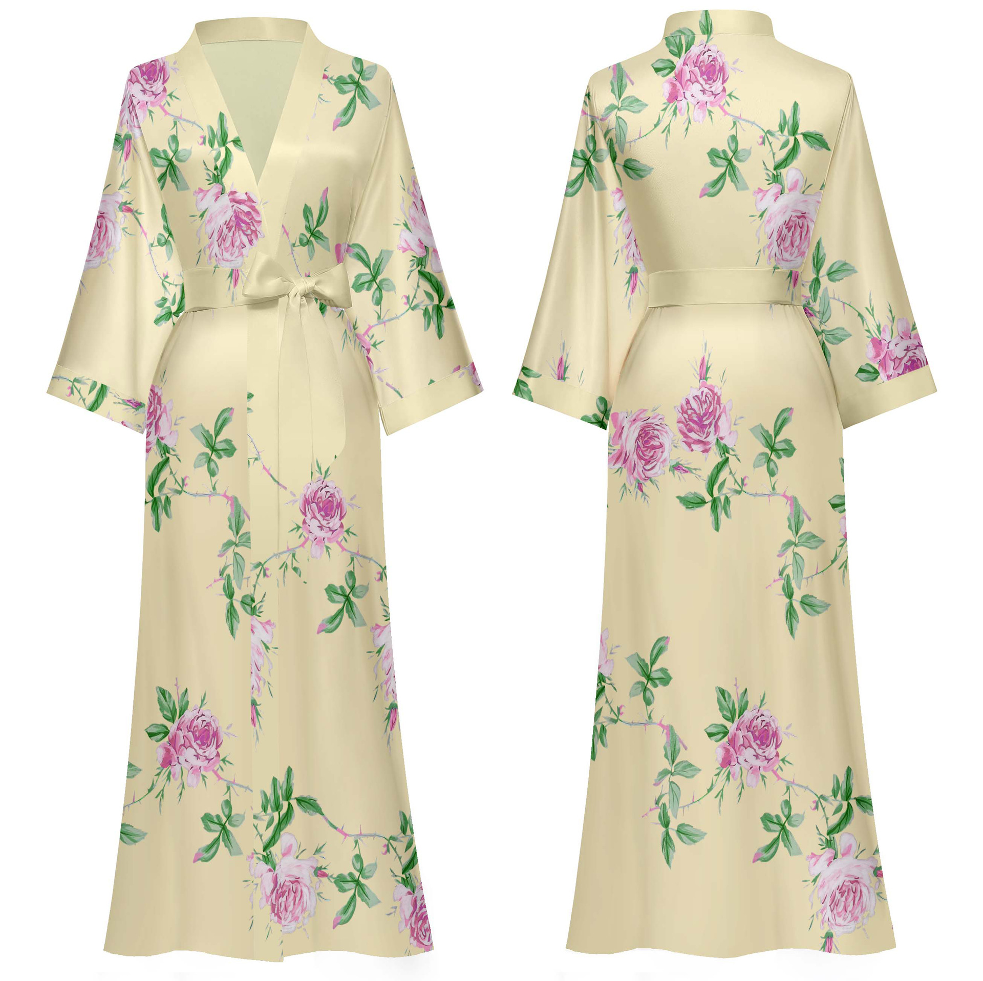 Beige - pink flowers