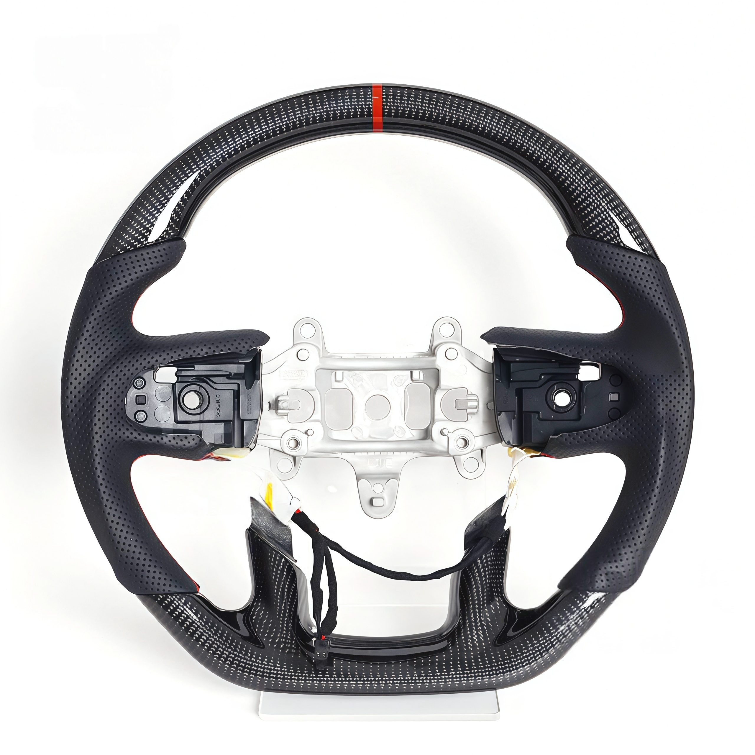 Carbon fiber + red stitching