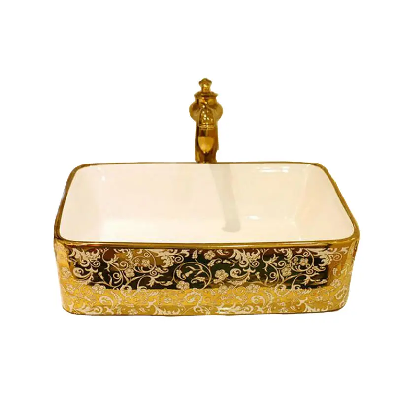 Bacia artística de lavagem de ouro luxuosa, preço em bangladdeja banheiro