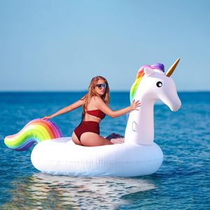 Прямая Продажа с завода, толстые надувные с радужным креплением в виде единорога, открытый плавающий круг для бассейна, для бассейна, кровать, оптимизированный комфорт - Product Image 3
