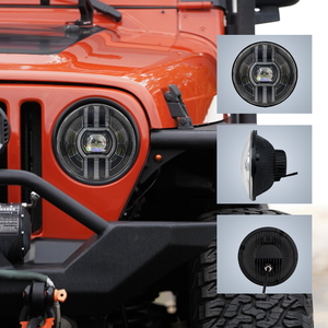 7 inç yuvarlak Led farlar için 2007-2017 Jeep Wrangler JK aksesuarları nokta dönüş sinyali ile LED far - Product Image 4