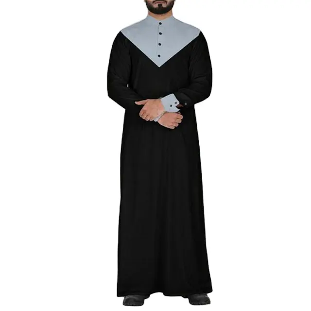 Yeni moda tek göğüslü rahat erkekler müslüman elbise suudi tarzı İslam Kaftan Abaya arap Dubai giyim