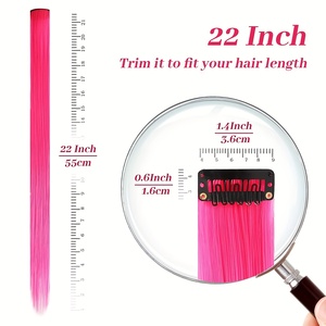 วิกผมสังเคราะห์ทนความร้อนสูงมีหลายสีสไตล์ผมต่อแบบคลิปหนีบตรง - Product Image 2