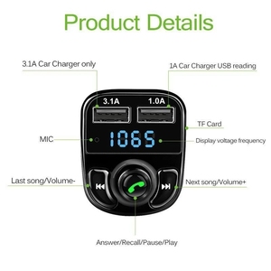 เครื่องชาร์จ V5.0ในรถยนต์ X8 3.1A การ์ดส่งสัญญาณ FM เครื่องเล่น MP3แฮนด์ฟรีที่ชาร์จแบบเร็วสำหรับโทรศัพท์ - Product Image 3