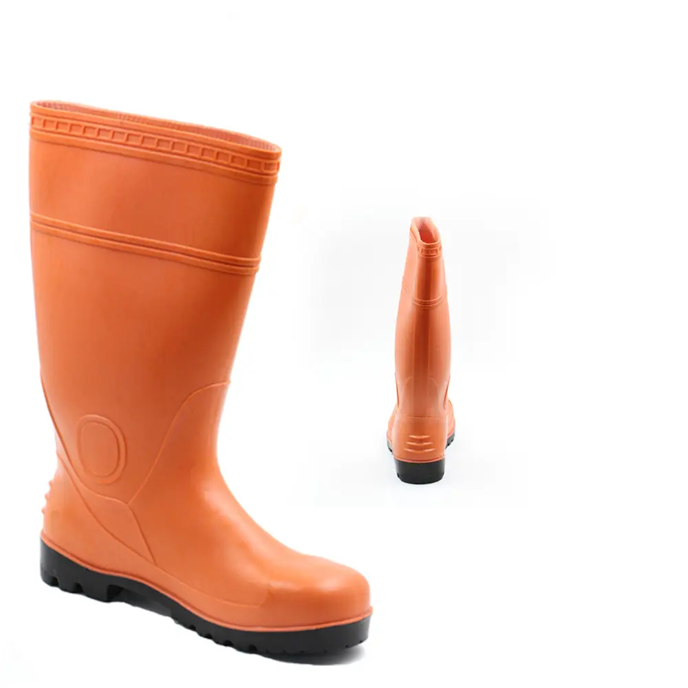 Anti-écrasement en acier orteil plastique agriculture agriculteur pluie sécurité pvc bottes imperméables pour hommes
