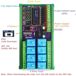 DC 12V 24V 8ch Multifunction <strong>Delay</strong> Timer Switch Board RS485 PLC IO Expanding Shield Module for <strong>Arduino</strong> NANO V3.0 - Product Image 1