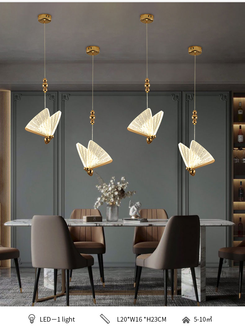 2021 New design morden Luxury restaurant Spiral staircase Duplex floor Butterfly LED pendant light
