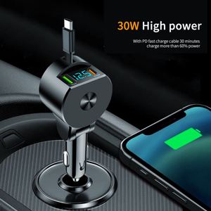 Retractable Car <strong>Charger</strong> 3 in <strong>One</strong> Super Fast <strong>Charger</strong> PD 30W USB Type C Cable for iPhone Samsung Cigarette Lighter Adapter - Product Image 4