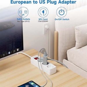 <strong>16A</strong> European Extension Safety Switch Power Strip 3way 4way 5way 6way Multiple <strong>Socket</strong> for AU UK US Plug - Product Image 5