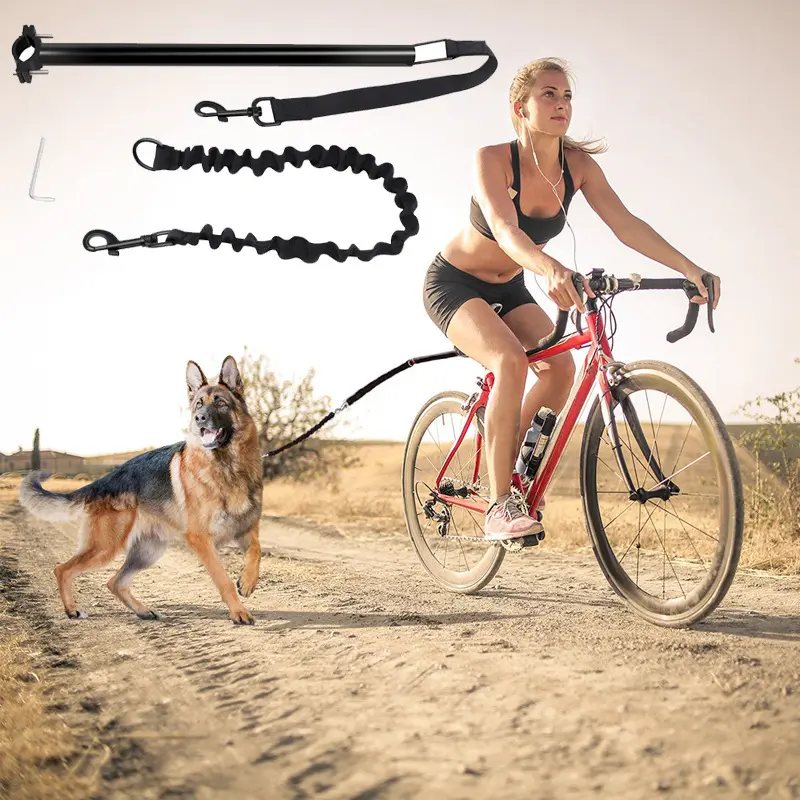 Fita elástica retrátil para cães e animais de estimação, coleira para treinamento de exercitadores de bicicletas ao ar livre