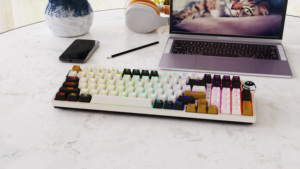 Teclado Mecnico de 97 teclas, Teclado mecánico ergonómico de bajo perfil, interruptor marrón, teclado para juegos con perilla para ordenadores portátiles - Product Image 5