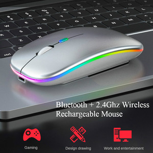 Ratón inalámbrico BT RGB, Mouse recargable silencioso, ergonómico, LED, retroiluminado óptico USB para ordenador portátil y PC - Product Image 2