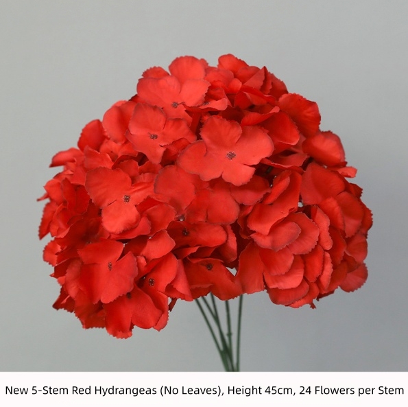 5-Stem Red Hydrangeas (No Leaves)