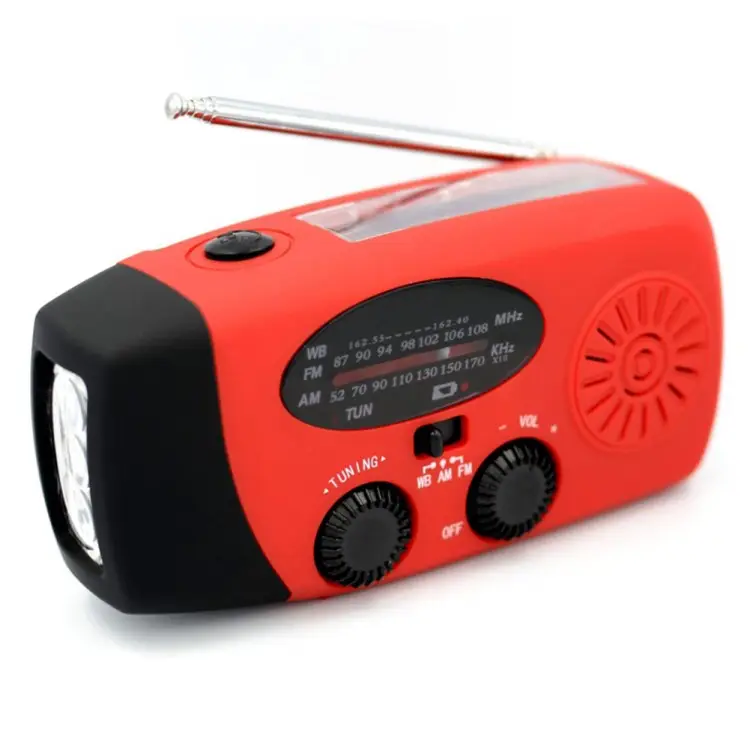 HY-072 di emergenza manovella solare meteo torcia Radio AM FM NOAA Radio 2000mAh Power Bank caricatore del telefono