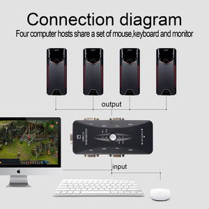 USBKVMスイッチボックス4ポートVGAビデオ共有アダプター4 in 1 Out手動スイッチャー (USBケーブル付き) Vga Usb 4 In 1 Outボタンスイッチ - Product Image 2