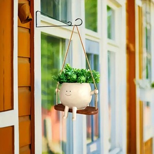 Modern sevimli oturma salıncak vazo ekici kapalı açık Resinous saksı dekorasyon balkon ve ev için seramik kaplar otel - Product Image 4