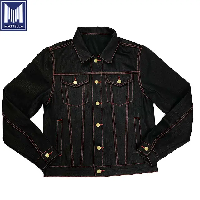 De hilo de rosca color disponible negro 100% de fibra larga de algodón japonés de mezclilla jean denim chaqueta de los hombres 2020