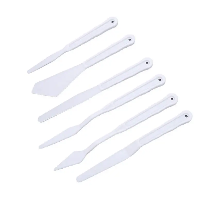 6 uds espátula de plástico paleta cuchillos arte cuchillo herramientas para pintura al óleo artista paleta cuchillo conjunto/espátula