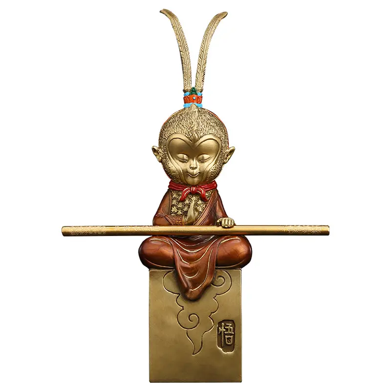Dropship הסיני קוף מלך שמש Wukong תלבושות ברונזה פליז נחושת Wu קונג פסל