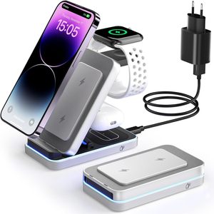 3 in 1 katlanabilir hızlı iPhone şarj cihazı 15 14 13 12 11 Pro Max XR XS 8 artı, birden fazla cihaz için, Apple Watch için, AirPods için - Product Image 1