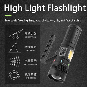 Wholesale Outdoor Camping Hunting Type-C Flashlight Aluminium Alloy <strong>LED</strong> Tactical Strong Flashlight - Product Image 3