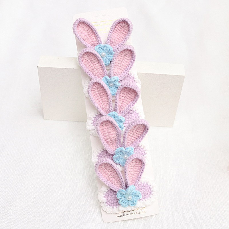 Tarjetas de pelo rosa-azul flor-púrpura con orejas de conejo
