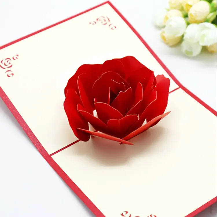 Tarjetas de invitación de boda de rosa roja de 13x16cm, tarjetas de felicitación