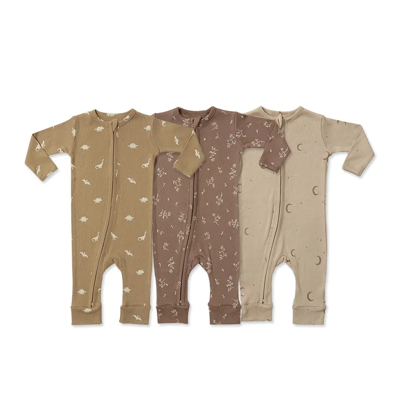 Groothandel Baby Bamboe Pyjama Unisex Dubbele Rits Bamboe Baby Romper Bamboe Babykleding