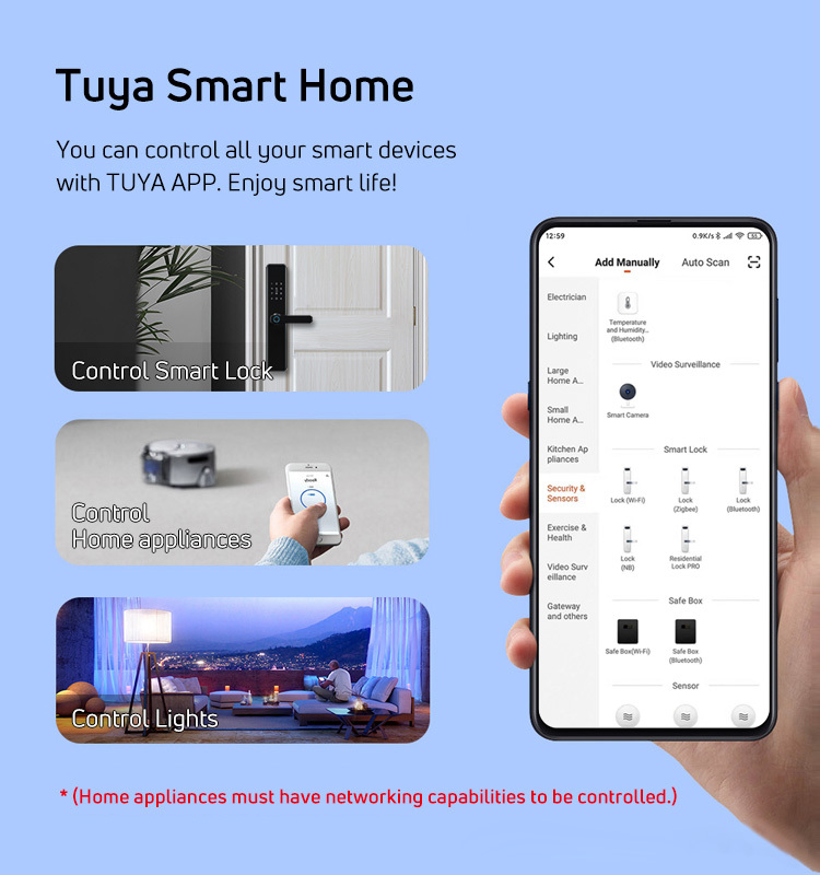 Smart Lock with Tuya Camera Door bell TEDITON Newest Fingerprint Door Lock with Camera Tuya Wifi