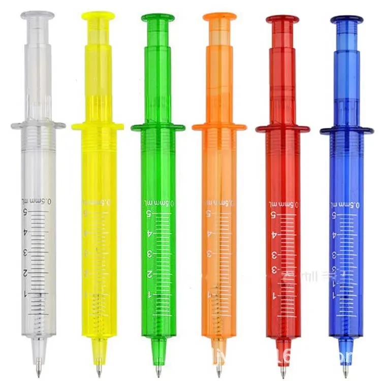 BECOL – aiguille d'injection créative en forme de seringue, stylo à bille multicolore, Logo personnalisé, stylo à bille en plastique pour l'école